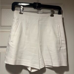 Zara White High-Waist Tailored Shorts